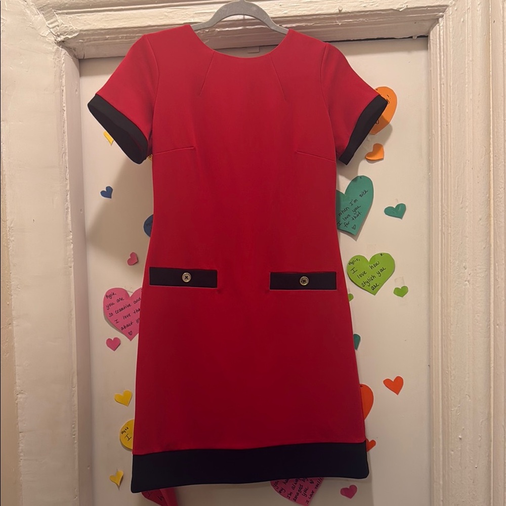 Red and Black Short Sleeve Dress